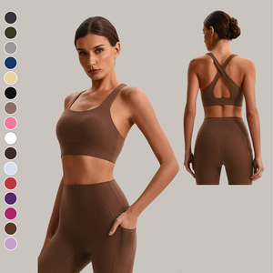Soutiens-gorge de sport personnalisés en gros pour femmes, à maintien élevé, rembourrés, dos ajouré, respirants, à bretelles croisées, pour fitness, <span class=keywords><strong>gym</strong></span> et yoga - Product Image 1