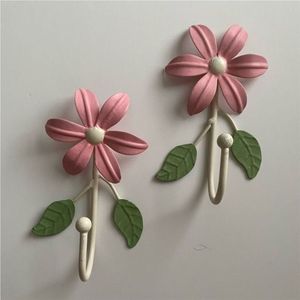 Antique Brass Rose Iron Hook Floral Decorative <b>Wall</b> Mounted Single Coat Hanger Vintage Metal Flower Hooks for Home Garden Decor - Product Image 3