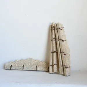 Vintage Wooden Floral Hand Carved Wall Hook <b>Hanger</b> Decorative Organizer for Towels Coats Keys <b>Scarves</b> Belts Farmhouse Home Decor - Product Image 4