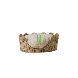 High Quality Customized OEM Indoor Cat <b>Bed</b> Handmade Rattan Cotton Pet Cage Animal Pattern Snap Button Belt Direct Wholesale HNH - Product Image 2
