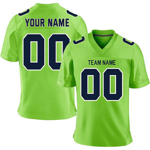 Jersey de Fútbol Americano Verde Lima Personalizado - Uniforme de Equipo Transpirable con Cuello en V y Malla, con Impresión de Nombre y Número Personalizados - Product Image 1