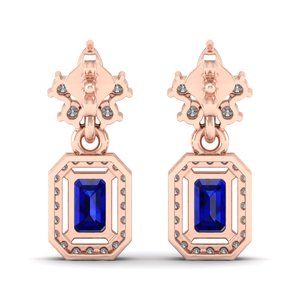 REYES Long <b>Dangle</b> Bridal Accessories Jewelry Fashion 14K Gold <b>Diamond</b> Wedding <b>Earrings</b> Luxury Blue Sapphire Gemstone <b>Earring</b> - Product Image 4