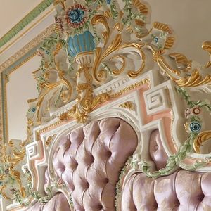 Hot Sale Luxury Classic Gold Carving Bedroom Set Upholstered Bed Frame Elegant Royal Furniture for Hotel Design High Quality - Product Image 4