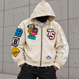 2026 Custom Made Zip-Up Solid <b>Hooded</b> Men Hoodies Winter 100% Cotton <b>Fleece</b> 320g Eco-Friendly Waterproof Quick Dry Streetwear OEM - Product Image 6