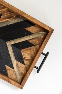 Bandeja de Servicio Moderna Cuadrada de Madera Art Deco Multifuncional con Diseño de Plantas, Artesanía en Madera - Product Image 3