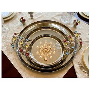 Bandeja de Servir de Aluminio de Alta Calidad, Hecha a Mano, Diseño de Hoja, con Asa de Color, Acabado Espejo, para Invitados y Decoración del Hogar - Product Image 4