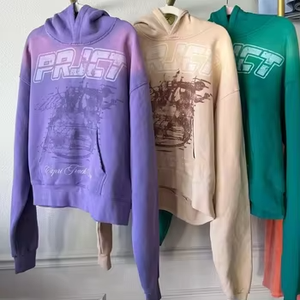 Sweat à capuche d'hiver pour homme, 100% Coton de haute qualité, uni, style vintage, coupe oversize, délavé à l'acide, effet usé par le soleil, effet vieilli, avec poche - Product Image 4