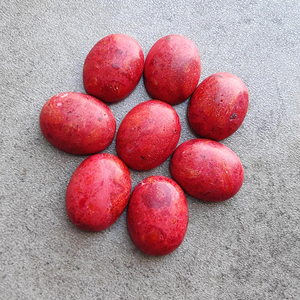 Coral Rojo Natural en Forma de Cabujón, Corte Ovalado, Parte Posterior Plana, Calibrado, Certificado por Terceros, de Rajasthan, para Joyería - Product Image 6