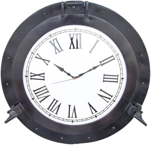 Porthole Wall <b>Clock</b> Iron Nautical Marine Vintage Round Wall Mounted <b>Clock</b> Maritime <b>Ship</b> Decor for Home Office Living Room - Product Image 1