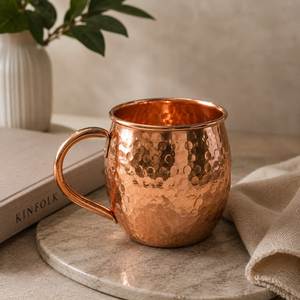 Taza de Cobre Martillado con Asa Lisa, Diseño Vintage, Ecológica, para Uso Doméstico - Product Image 1