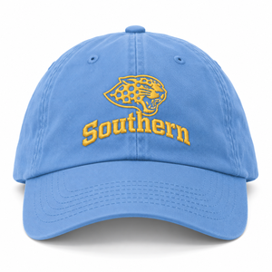 หมวกเบสบอล Southern University Jaguars แบบสั่งทำพิเศษ HBCU สีน้ำเงินโคลัมเบีย ปักลายทอง หมวกทรง Dad Hat สวมใส่เพื่อแสดงจิตวิญญาณของวิทยาลัย ขายส่ง - Product Image 1