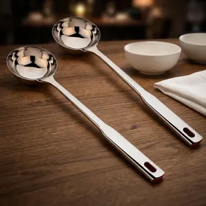 ชุดทัพพีสแตนเลส 2 ชิ้น ด้ามยาว สำหรับตักน้ำซุป ซอส แกง อาหาร ใช้ในครัว - Product Image 4
