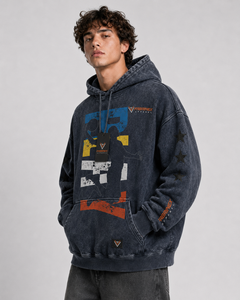 Sudadera con capucha prémium personalizada con lavado ácido, diseño de calavera, cremallera completa, estilo vintage, de peso pesado, oversize, con gráficos, para streetwear, fabricante de ropa - Product Image 3