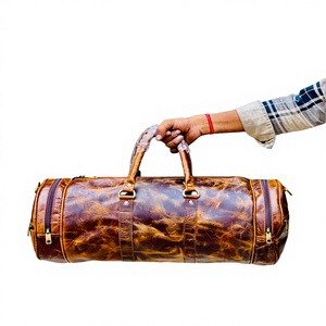 Style Vintage en cuir véritable léger grande capacité sac de voyage sangle réglable poignée souple pour unisexe utilisation pour voyage Gym - Product Image 3