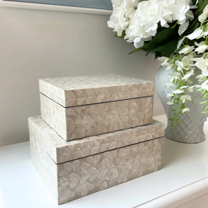 White Mother of Pearl Decorative Storage <b>Box</b> Handmade Shell Inlay Keepsake Organizer Jewelry <b>Trinket</b> <b>Box</b> Set Bedroom Neatening - Product Image 1