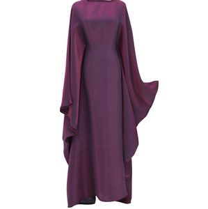Abayas pour femmes et jeunes filles, couleur bordeaux uni, avec fermeture éclair frontale, style fantaisie, traditionnel, élégant, longueur au sol, pour l'extérieur, style Dubaï, coupe oversize - Product Image 1
