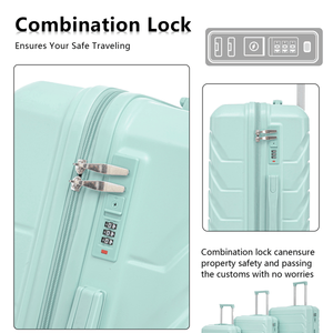 Valise à roulettes 3-en-1 vert menthe en ABS et PC, légère, avec poignée télescopique en fer et serrure TSA, tailles 20, 24 et 28 pouces - Product Image 5