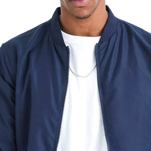 Blouson Bomber Homme Bleu Marine Uni avec Fermeture Éclair, Col Montant Décontracté, en Nylon/Coton, Vêtement d'Hiver Séchage Rapide et Respirant - Product Image 2