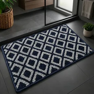 Alfombra Rectangular de Microfibra Lavable Antideslizante con Diseño de Rejilla de Diamantes KONNECT INDIA - Product Image 4