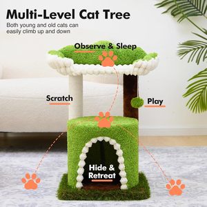 <b>Cat</b> Tree with Sisal <b>Scratching</b> <b>Post</b>, Cozy Condo, Soft Top Perch and Interactive Toy Mouse, Cute Forest Design <b>Cat</b> Furniture - Product Image 2