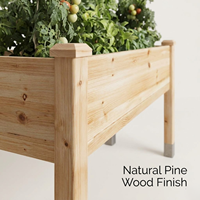 Jardinière carrée surélevée classique en bois de sapin |   Finition sablée |   Pépinière de fleurs |   Jardinière surélevée d'extérieur |   Écologique