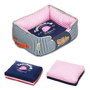 Cuccia Rettangolare per Cani a Righe Polka, Facile da Lavare, Letto per Animali Domestici alla Moda - Product Image 2