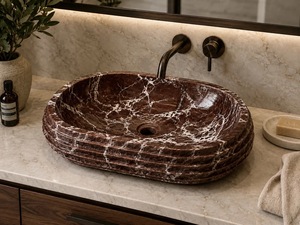 Vasque ovale en marbre naturel, sculptée à la main, moderne, pour salle de bain de luxe, hôtel, meuble-lavabo, salle à manger – Fournisseur en gros - Product Image 4