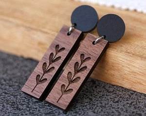 Boucles d'oreilles pendantes ethniques modernes en bois pour femme, faites à la main, rustiques, pour fêtes, usage quotidien et occasions festives, bijoux statement - Product Image 2
