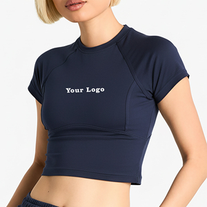 Camiseta Crop Top de Cuello Redondo, Corte Holgado, Ligera, de Color Sólido, a Precio Accesible al por Mayor para Mujer - Product Image 4