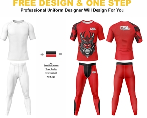 Conjunto de Rashguard Personalizado con Diseño Impreso Digitalmente para BJJ, MMA y Lucha Libre, Venta Directa de Fábrica, Traje de Compresión Transpirable para Hombre - Product Image 2