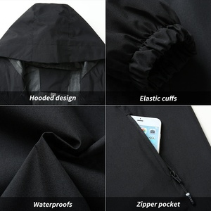 Veste coupe-vent zippée en gros, personnalisable OEM, pour homme, couleur unie, en polyester enduit PU - Product Image 6