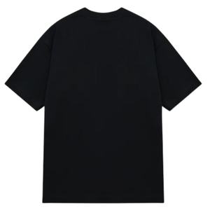 T-shirt noir surdimensionné pour homme, manches courtes, col rond, coton, streetwear décontracté, petit logo imprimé sur la poitrine, tee-shirt d'été - Product Image 2