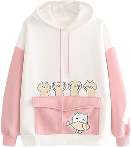 เสื้อฮู้ดผู้หญิงขายส่ง ผ้าฝ้ายฟลีซ 100% ผ้าเรียบด้านหน้า ป้องกันขนร่วง แห้งเร็ว ระบายอากาศดี พิมพ์ลายดิจิทัล สำหรับฤดูหนาวและฤดูใบไม้ร่วง - Product Image 6