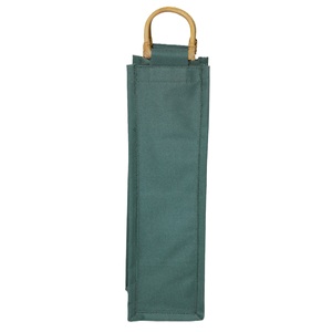 Custom Design Coated Polyester Waterproof Wine Bag With wooden Cane Handle Party Carrying Wine Bottle Shopping Bag for Promotion - Product Image 1