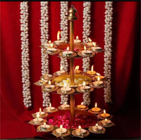 Porte-bougie décoratif en fer à 3 niveaux Jaipurios pour Diwali, mariage, décoration intérieure, fleurs flottantes, décoration de bureau