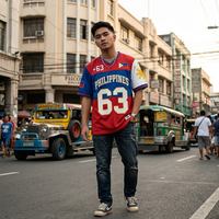 Camiseta de Baloncesto de Filipinas Unisex con Cuello en V, Manga Corta, Malla Sublimada de Poliéster, Transpirable, que Absorbe la Humedad, para Verano, Estilo Americano