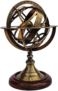 Esfera Armilar de Latón, Globo Celeste Antiguo, Modelo de Navegación Astronómica con Base de Madera para Decoración del Hogar, Oficina y Estudio - Product Image 5