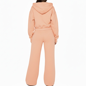 Conjunto de Sudadera con Capucha de Fútbol al por Mayor, Chándal Personalizado 500GSM 100% Algodón, Chaqueta con Cremallera y Pantalones de Pierna Recta, Ropa de Mujer - Product Image 3