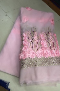 ผ้าเน็ตพรีเมียมเนื้อนุ่มปักลายดอกไม้สำหรับชุดส่าหรีแบบดั้งเดิม, ชุดเลเฮงกาสำหรับงานปาร์ตี้, ผ้าคลุมไหล่, ชุดราตรี - Product Image 3