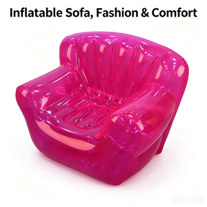 Transparent <b>Inflatable</b> Air <b>Sofa</b> PVC Lounge Chair Portable Seat for Indoor Outdoor Camping - Product Image 4