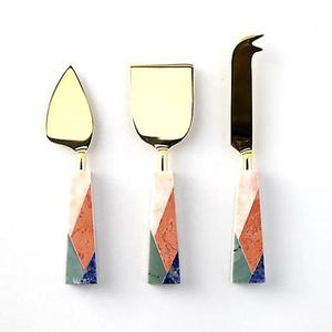 Stylish Epoxy Resin <b>Cheese</b> <b>Knife</b> <b>Set</b> Stainless Steel Blades For Trendy Serving Charcuterie Board Gourmet <b>Cheese</b> Accessories - Product Image 1