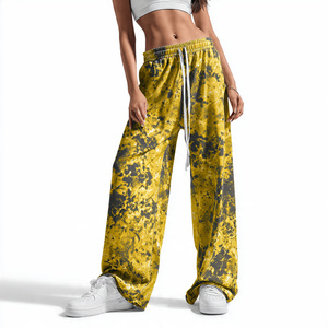 Pantalones de chándal anchos de felpa vintage al por mayor para mujer, de punto, 100% algodón, de felpa francesa, de pierna ancha - Product Image 4