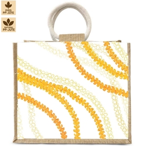 Custom Logo Printed Dyed Jute Beach Tote <b>Bag</b> 40x32x15.5 cm PP Laminated Reusable Shopping Handbag Rope Handle Wholesale OEM ODM - Product Image 1