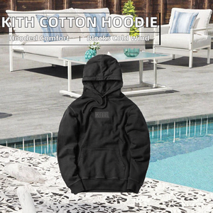 Sudadera con Capucha Negra para Hombre, Color Sólido, Algodón French Terry, Corte Regular, Diseño con Logotipo Frontal y Bolsillo, Invierno, Ecológica - Product Image 5