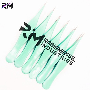 Pinzas para Cejas de Punta Puntiaguda RABIAMIRAAL INDUSTRIES, Color Azul Cielo/Verde Claro, Duraderas, Estilo Moderno, Punta Plateada - Product Image 1