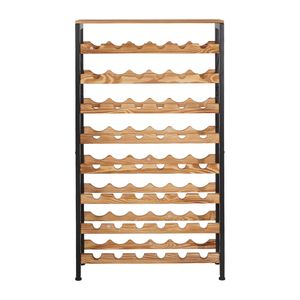 Portabottiglie da Vino a 8 Livelli per 48 Bottiglie, Scaffale Autoportante in Legno da Tavolo per Cucina, Illuminazione a Sospensione per Cucina - Product Image 3