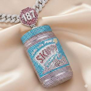 Joyería Hip Hop Personalizada, Diseño 3D CAD, Collar con Colgante de Lujo con Moissanita, Plata 925 con Baño de Rodio - Product Image 3