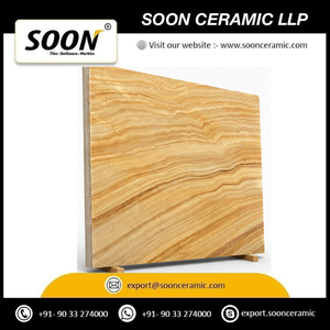 SOON CERAMIC Factory Direct Low Price SANDALWOOD Calcite Big <b>Slab</b> Polished Modern Eco-friendly 3D Model Design Living Room Wall - Product Image 2