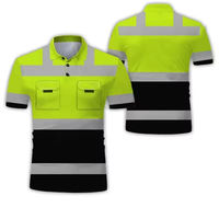 Camiseta de Cuello Alto para Hombre, Alta Visibilidad, para Construcción, Manga Corta, Antiarrugas, Estilo Urbano, Reflectante, Ropa de Seguridad para Verano
