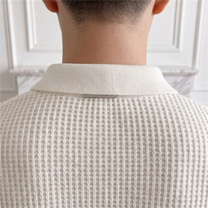Custom <b>Men's</b> Heavy Cable Knit Classic Half Zip Turn-down Collar <b>Sweater</b> Winter Zipper Closure Anti-Wrinkle Anti-Shrink Front - Product Image 5